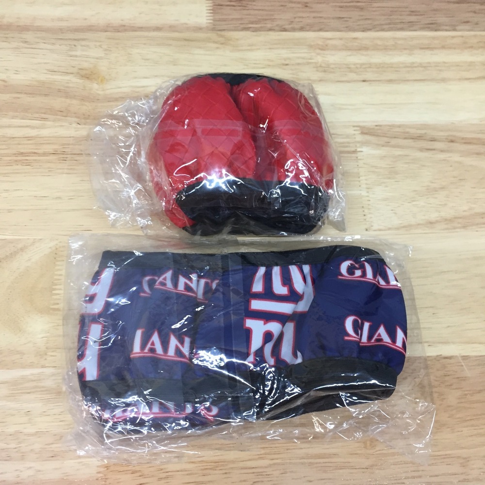 Lot of 2 Universal Elastic Steering Wheel Covers NY Giants NFL and Red Woven
